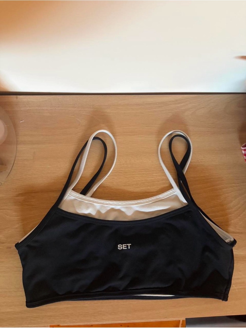 SET Active Black Bralette with White Contrast Straps
